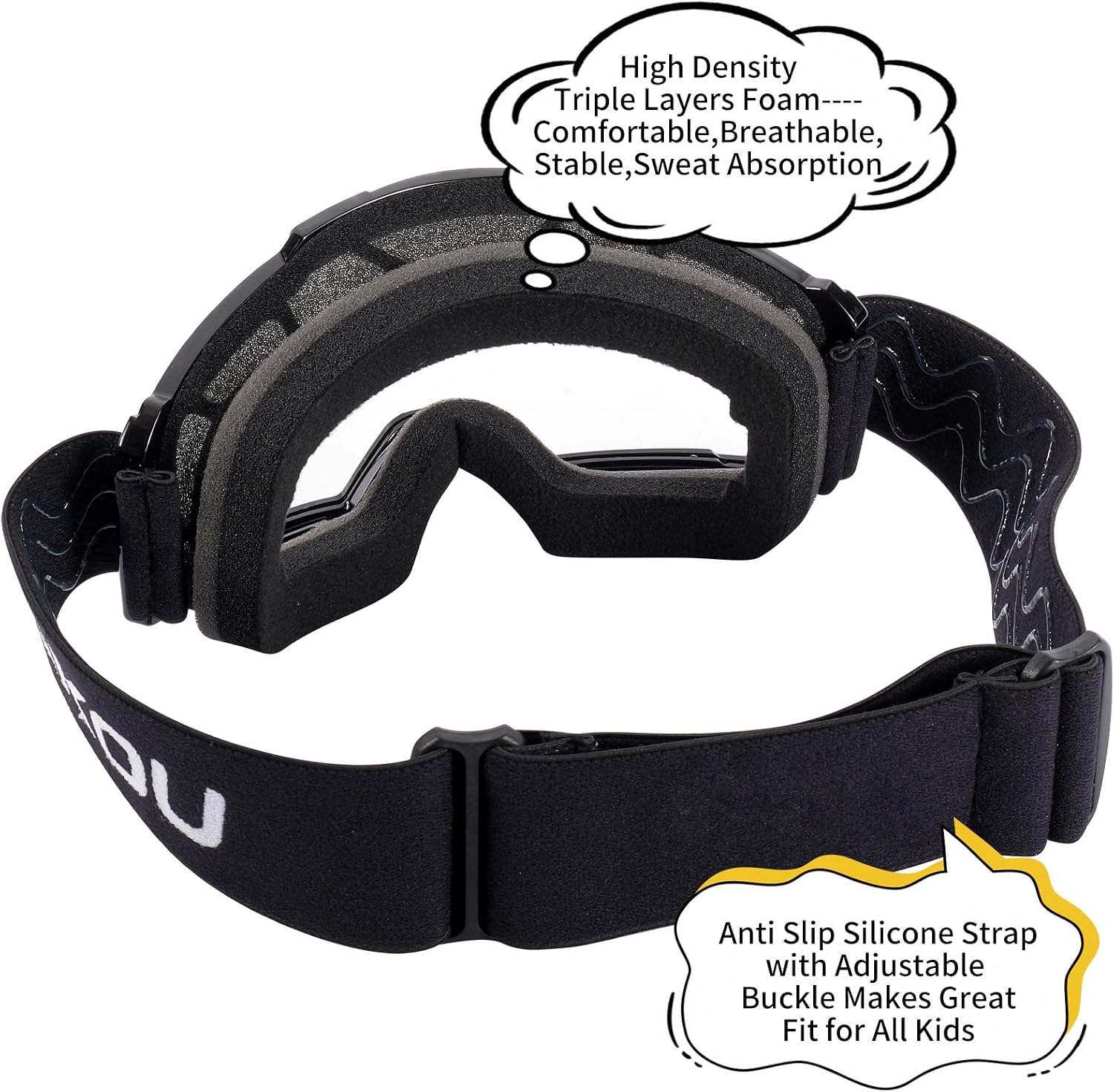 Detalle de SAKOU Kinder Motorrad Brille Cross – UV400, bruchsicherer TPU-Rahmen, Anti-Fog für Offroad (3–12 Jahre)