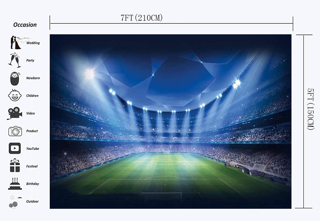 Detalle 2 de Haosphoto Football Field Backdrop 210×150cm
