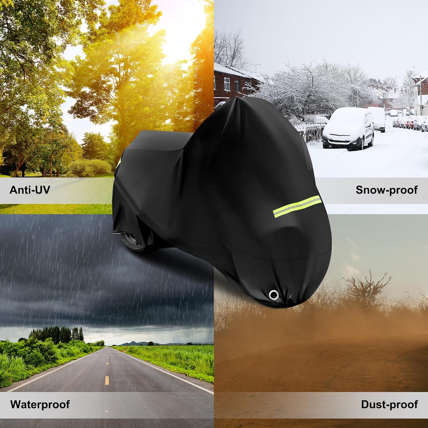Thumbnail 5 de WOLTU Bâche de protection pour moto en tissu Oxford 210D imperméable et anti-UV (taille 245 x 105 x 125 cm), noire