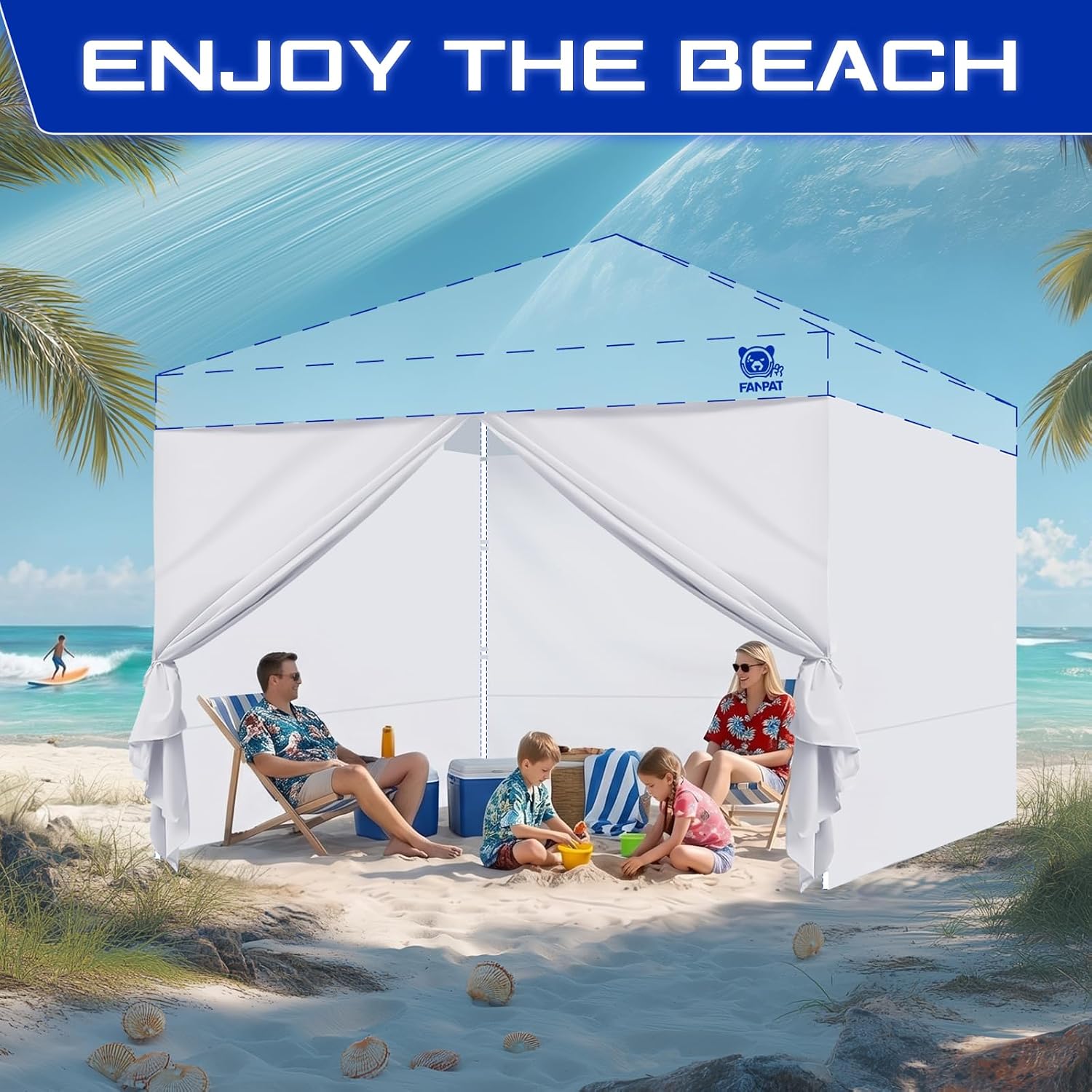 Thumbnail 6 de FANPAT FP-01 Canopy Sidewalls, 210D Waterproof Fabric, White, 4-Piece Set
