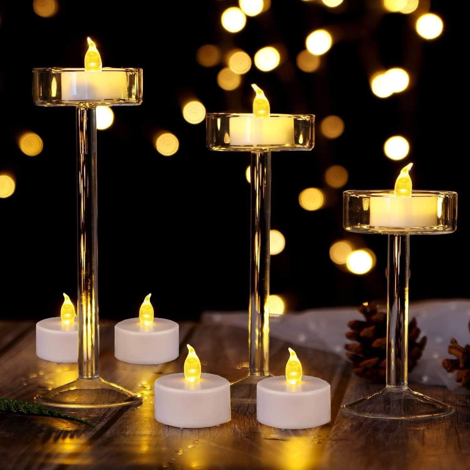 Detalle de PILLOBOX Battery Operated Tea Light (24 Pack) – Warm Yellow Flameless Flickering LED Candles