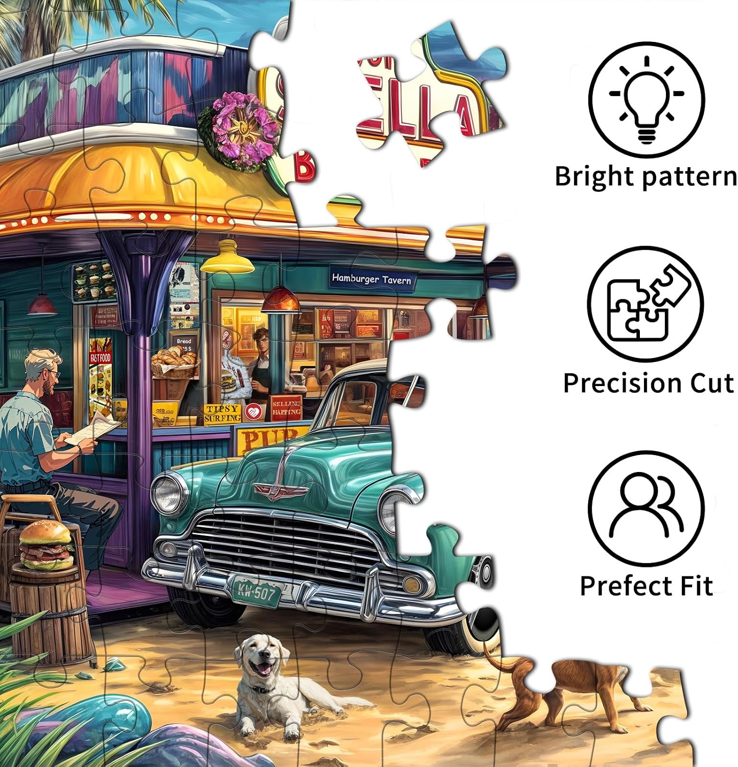 Detalle de Puzzle 1000 Teile „Seaview Campground“ – Erwachsenenpuzzle für Familie, 70 x 50 cm