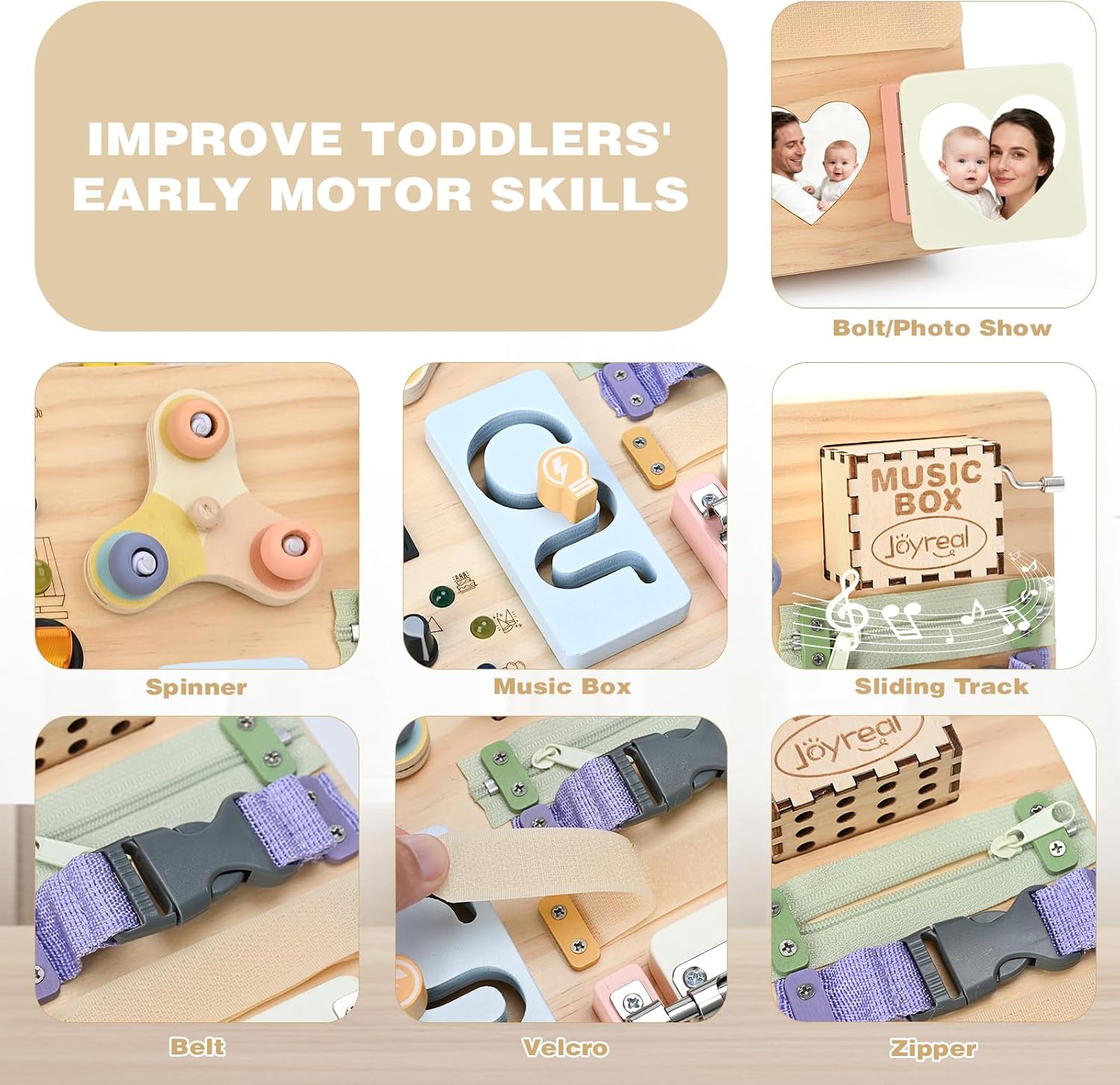 Thumbnail 4 de Joyreal Wooden Busy Board 31.5cm
