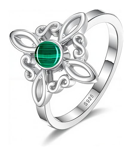 Imagen de Anillo Nudo de Bruja de Plata de Ley 925 con Malaquita | Only Faith en OfertitasTOP