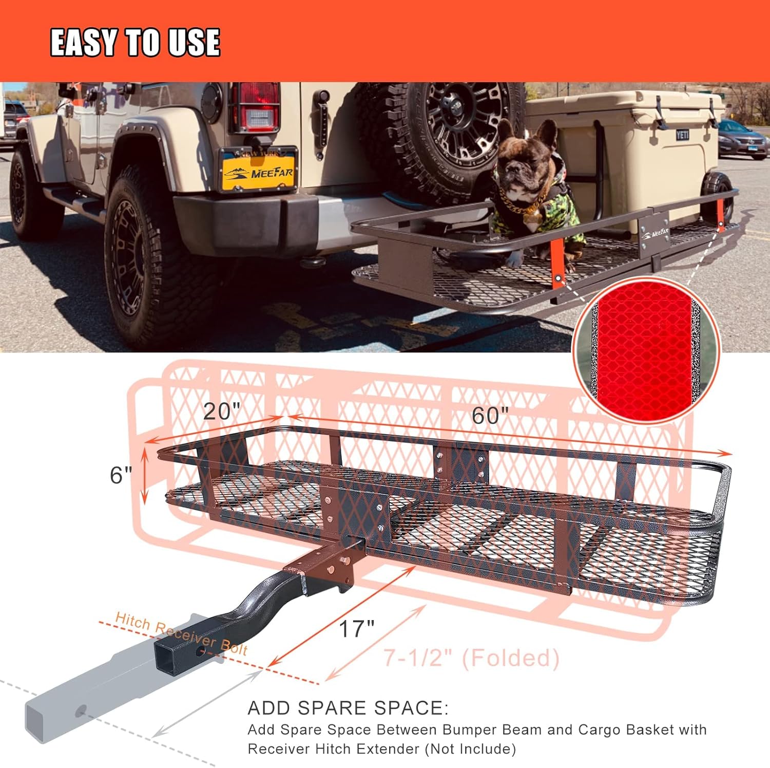 Detalle 1 de MeeFar 500 lb Hitch Cargo Carrier 60x20
