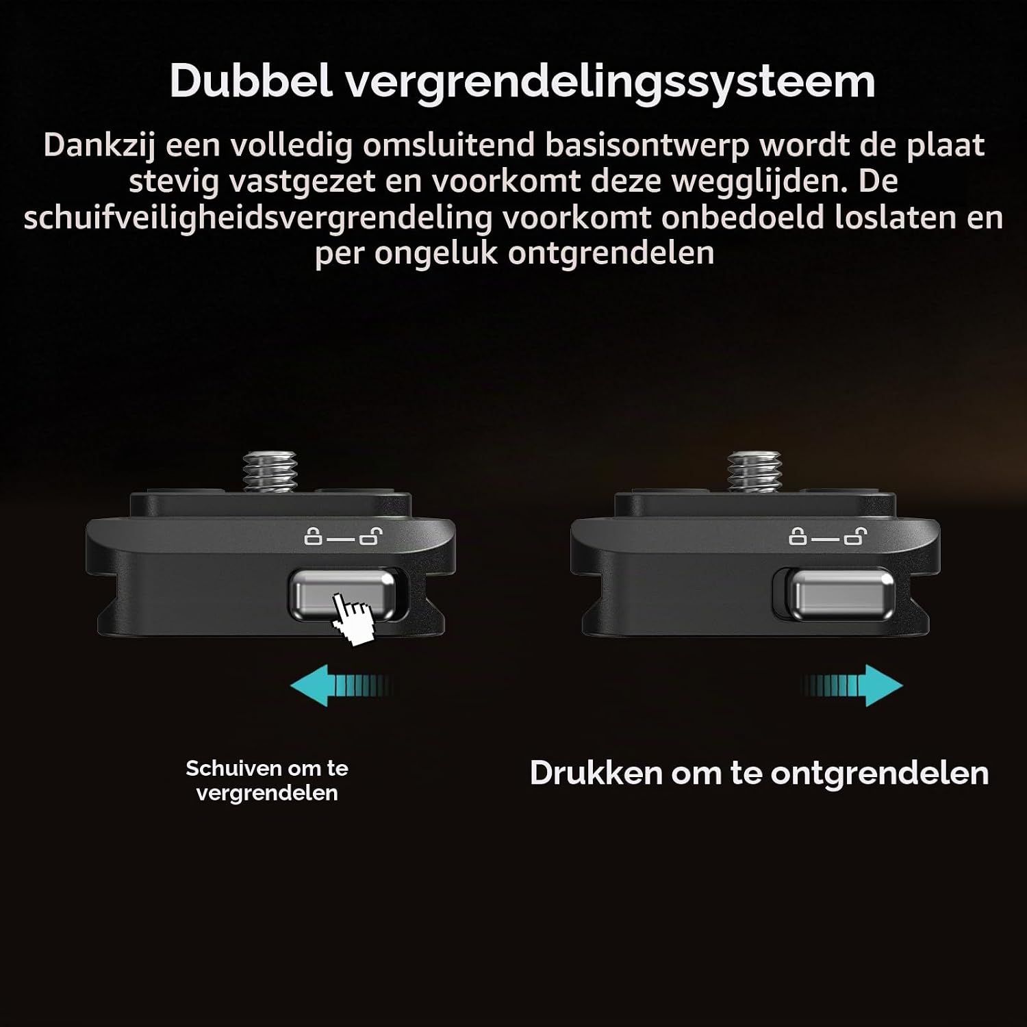 Detalle de SMALLRIG 5898 verticale Arca-Swiss-snelspankit met dubbele vergrendeling