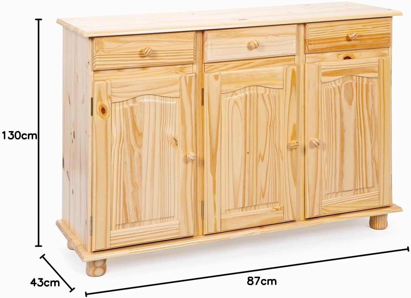 Thumbnail 2 de Inter Link - Cassettiera rustica, credenza e buffet in pino massiccio, 3 ante e 3 cassetti – Stile rustico, laccato naturale