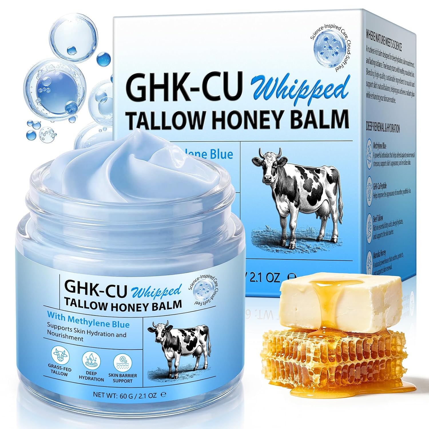 GHK-Cu Kupferpeptid Tallow Creme mit Honigbalsam – Hautpflege 60 g
