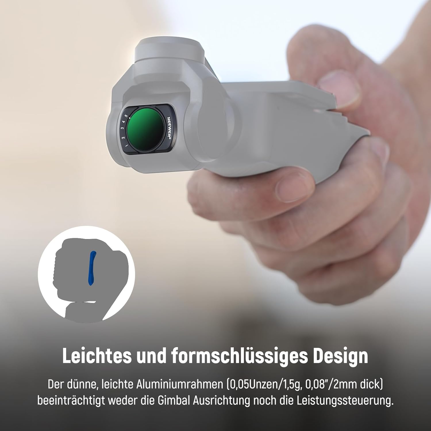Thumbnail 4 de NEEWER Variabler ND-Filter für DJI Osmo Pocket 4 & Pocket 3 (magnetisch, ND2–32, 1–5 Blendenstufen) inkl. 2 LCD-Schutzfolien
