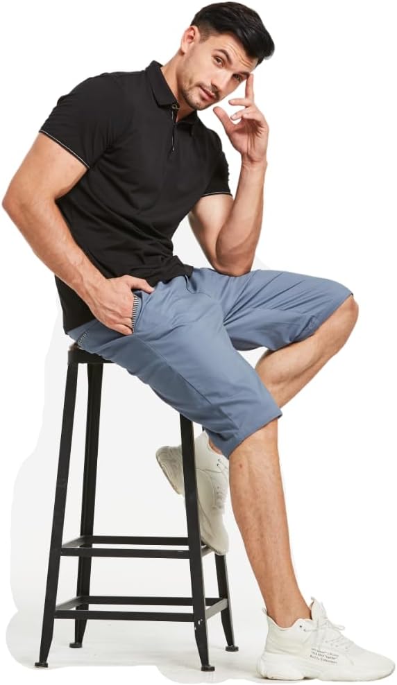 Detalle 2 de ZOXOZ Mens Shorts Summer Casual Cotton with Drawstring Elastic Waist Pockets