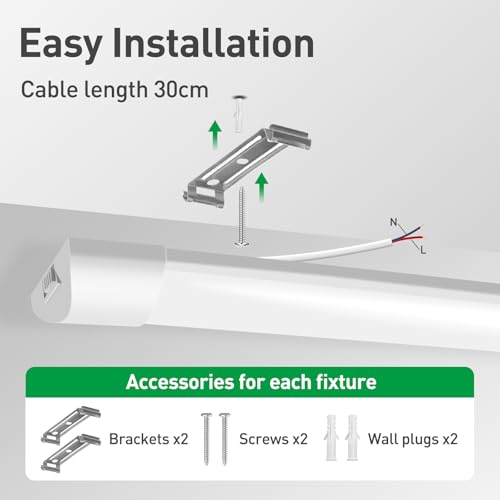 Detalle 2 de ALUSSO 2er Set LED Röhre 120 cm – 40 W, 4800 lm, verstellbare Farbtemperaturen