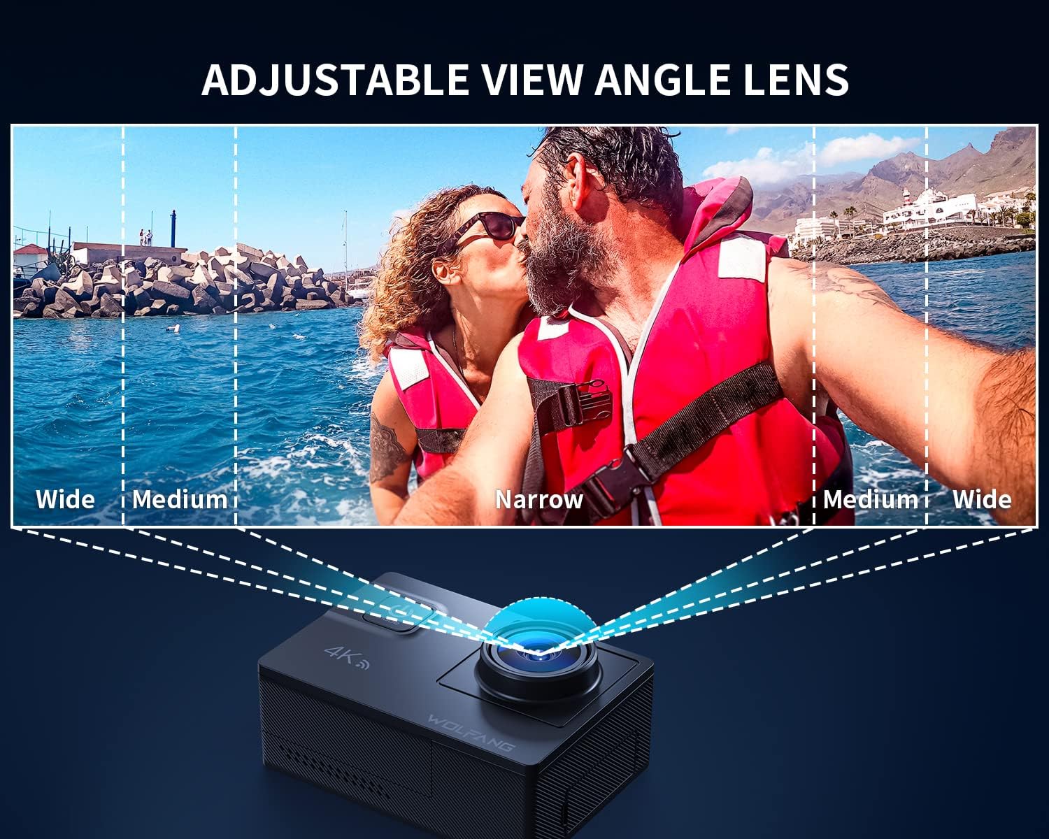 Thumbnail 4 de WOLFANG GA300 Action Camera (4K 60FPS, 24MP) with 40M Waterproof Case, WiFi 8X Zoom & EIS for vlogging