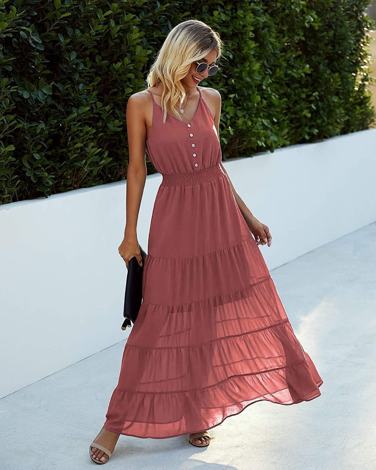 Thumbnail 2 de PRETTYGARDEN Women's 2026 Summer Maxi Dress: Spaghetti Strap, High Waist, Chiffon Beach Sundress