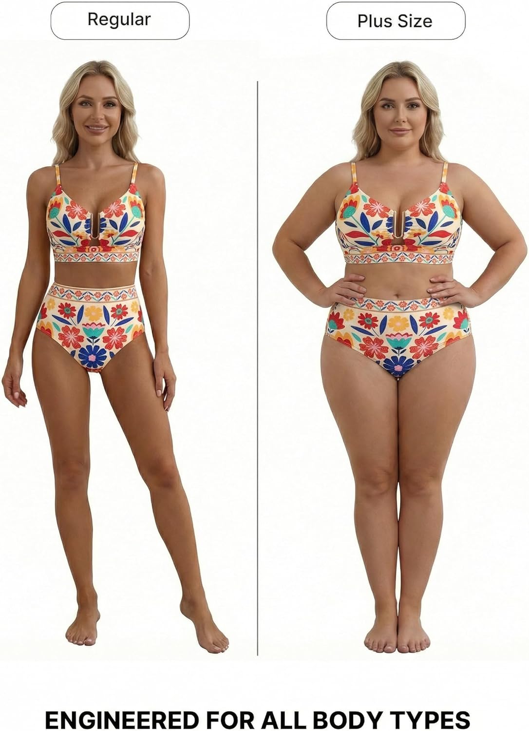Detalle 1 de Herseas Floral U-Wire High Waisted Bikini Set