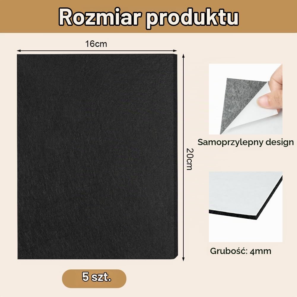 Detalle de OSDUE P2-ZZMZ5BLA250623-FBA – filc samoprzylepny 20 × 16 cm, 4 mm, 5 szt.