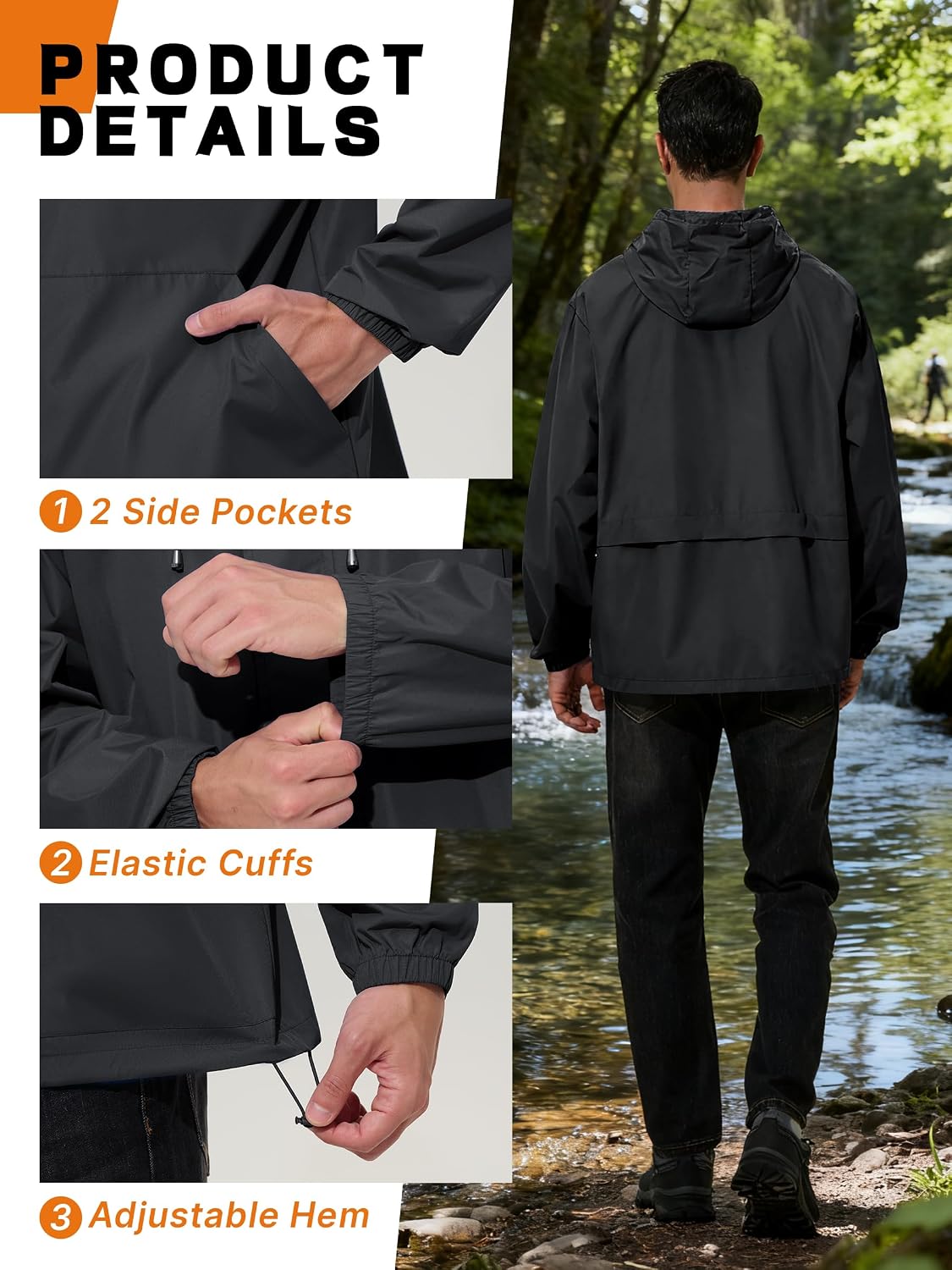 Detalle de UIQUR Men's Waterproof Cycling Jacket 100% Polyester