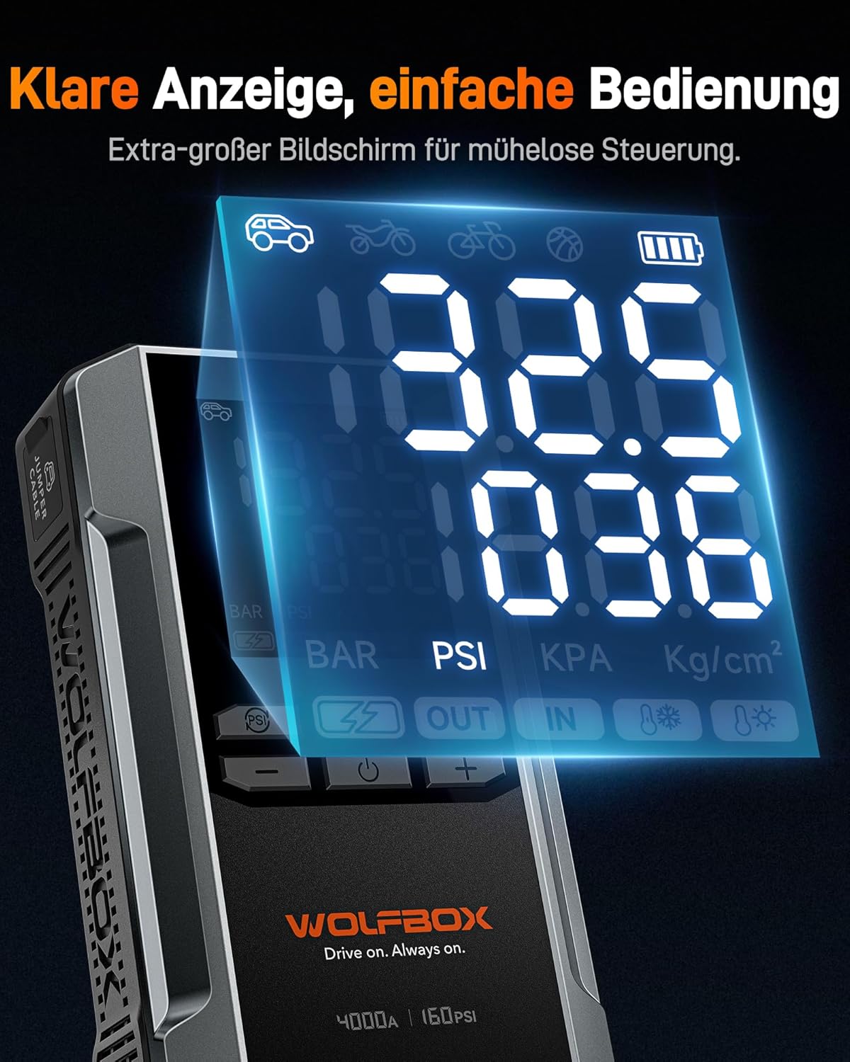 Thumbnail 4 de WOLFBOX 4000A Starthilfe 88,8Wh mit Kompressor