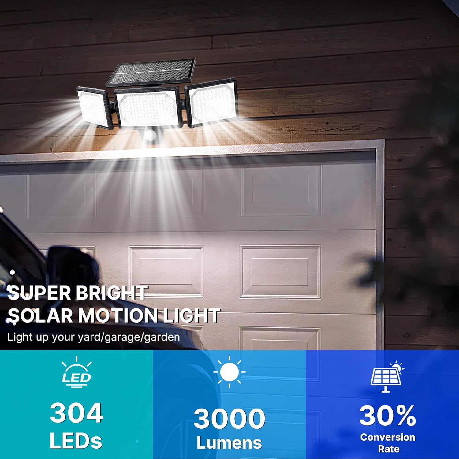 Detalle 2 de Luce solare esterna con sensore di movimento (2 pezzi) – 304 LED, 3 modalità, telecomando, IP65