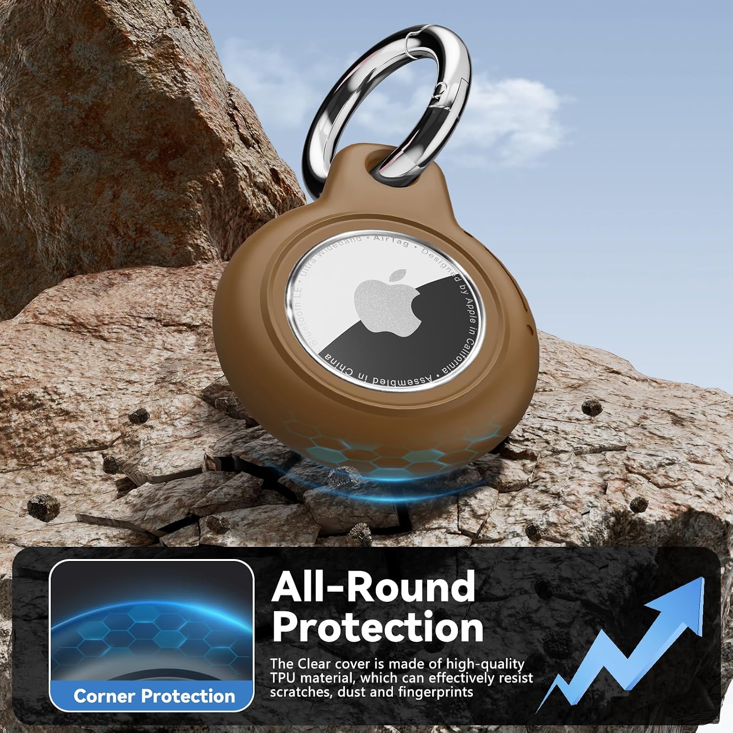 Detalle de TNSNK Wasserdichtes AirTag Holder Case mit Drehverschluss – Brown
