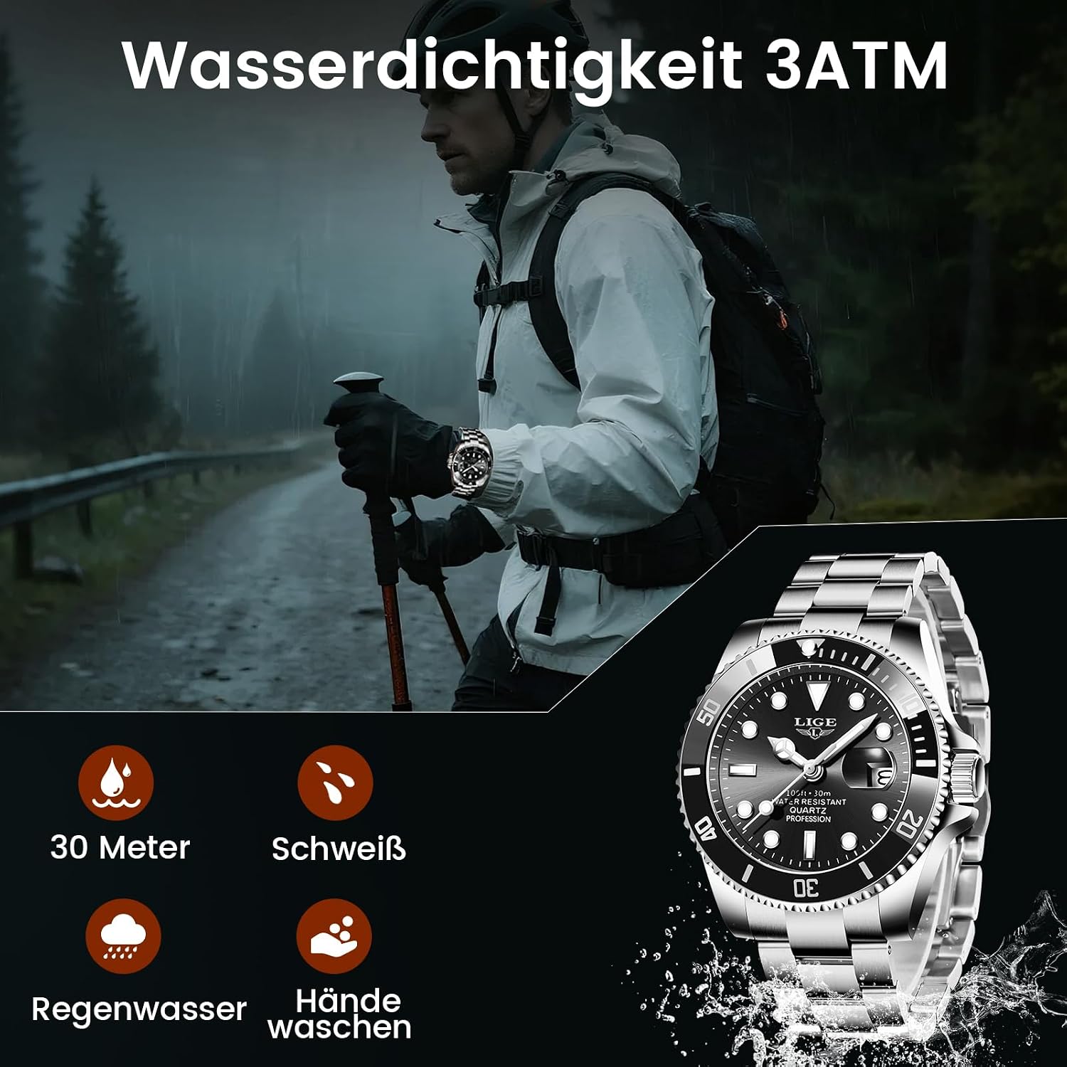 Detalle 2 de LIGE Analoge Herrenuhr 30M