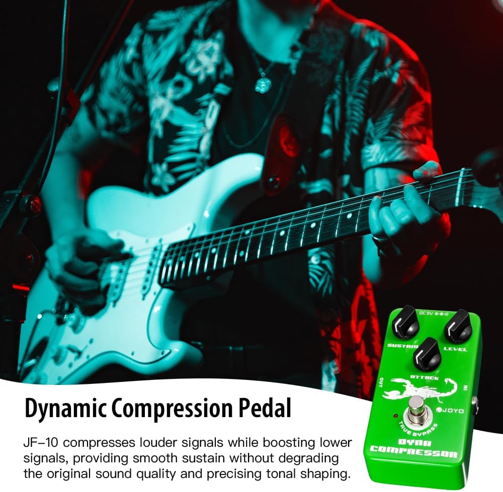Detalle de JOYO JF-10 Dyna Compressor Guitar Pedal with Sustain, Attack and True Bypass