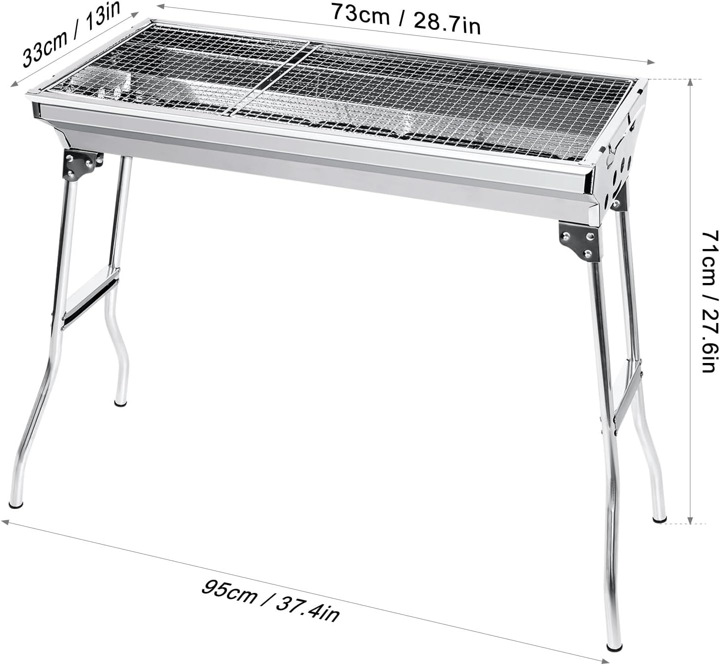 Thumbnail 3 de AGM składany grill węglowy, przenośny, srebrny, 71 × 33 × 73 cm