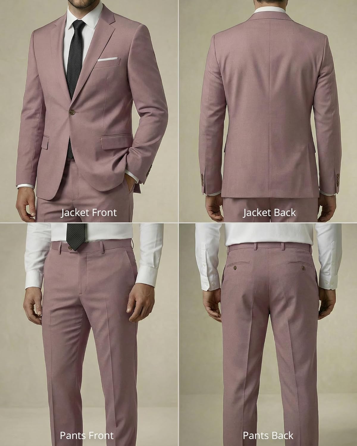 Thumbnail 2 de YND Men's 2 Piece Suit with Tie — Slim Fit One-Button Jacket with Matching Pants