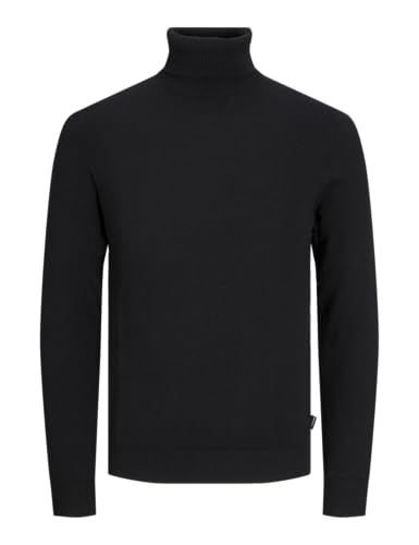 Detalle de JACK & JONES Jjeemil Knit Roll Neck Noos Camiseta Cuello Alto – Negro, Large para Hombre