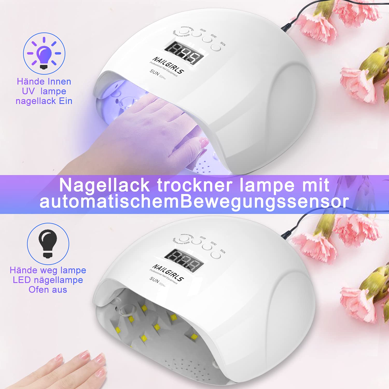 Detalle 2 de NAILGIRLS LED UV Lampe 150W Nagellack-Trockner