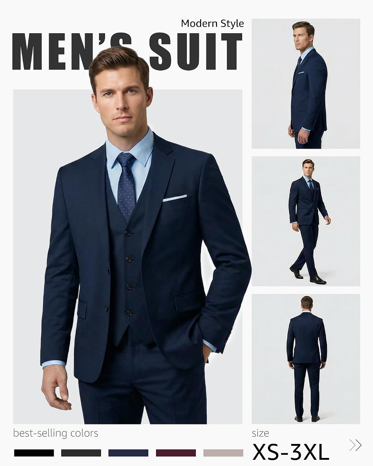 Detalle de YND 3 Piece Slim Fit Suit Set