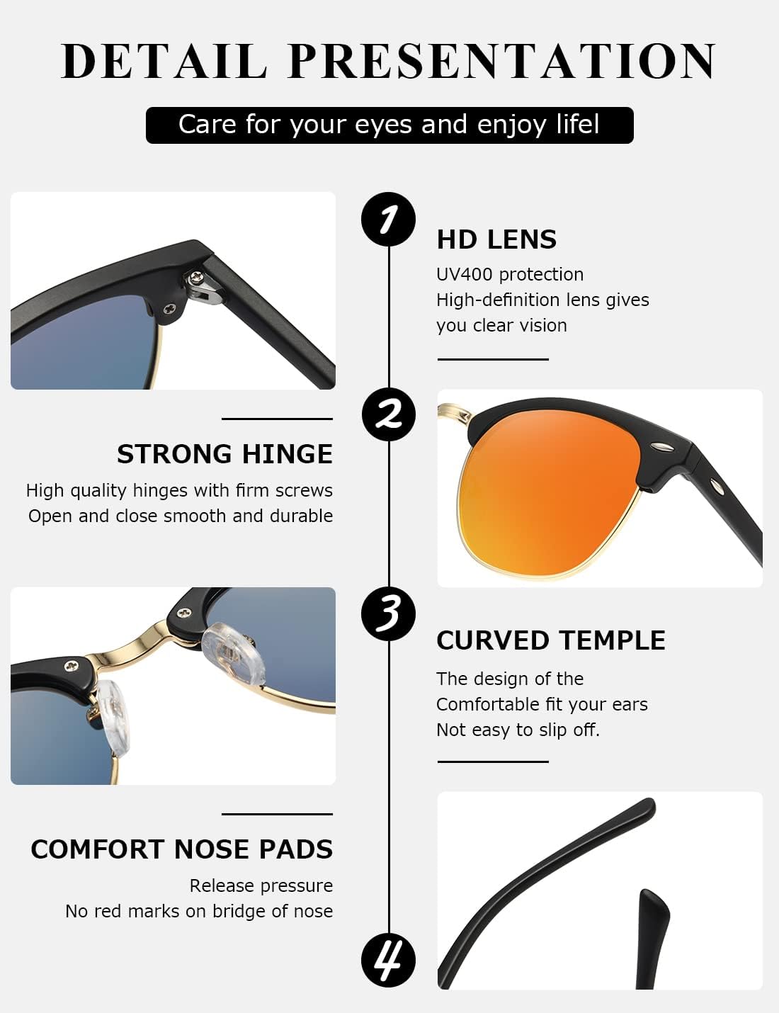 Thumbnail 6 de Kimorn Polarized Sunglasses Unisex AE0550 – Retor Semi-Rimless Classic Eyewear