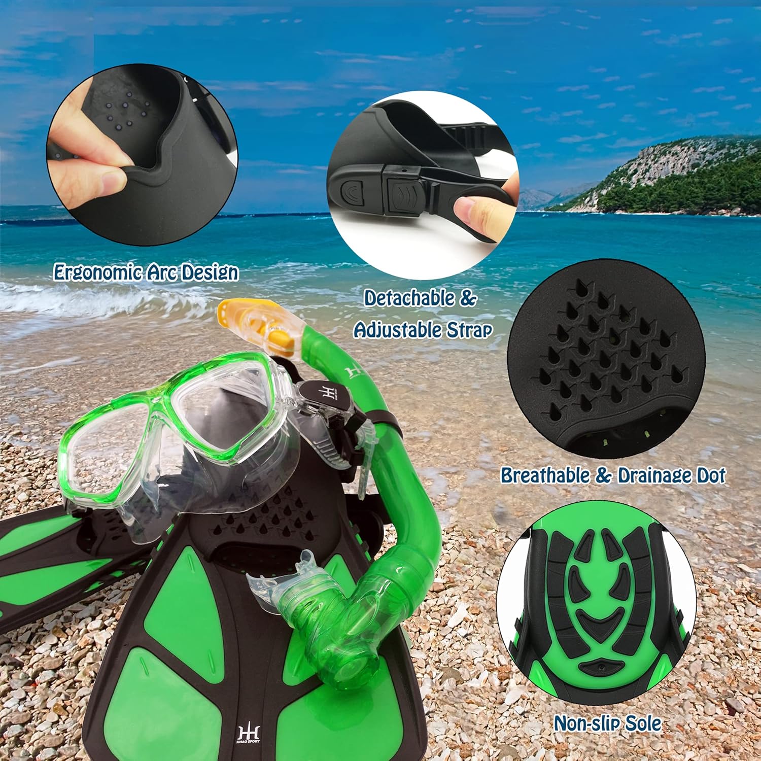 Detalle 1 de HH HHAO SPORT Schnorchelset Kinder 5-12