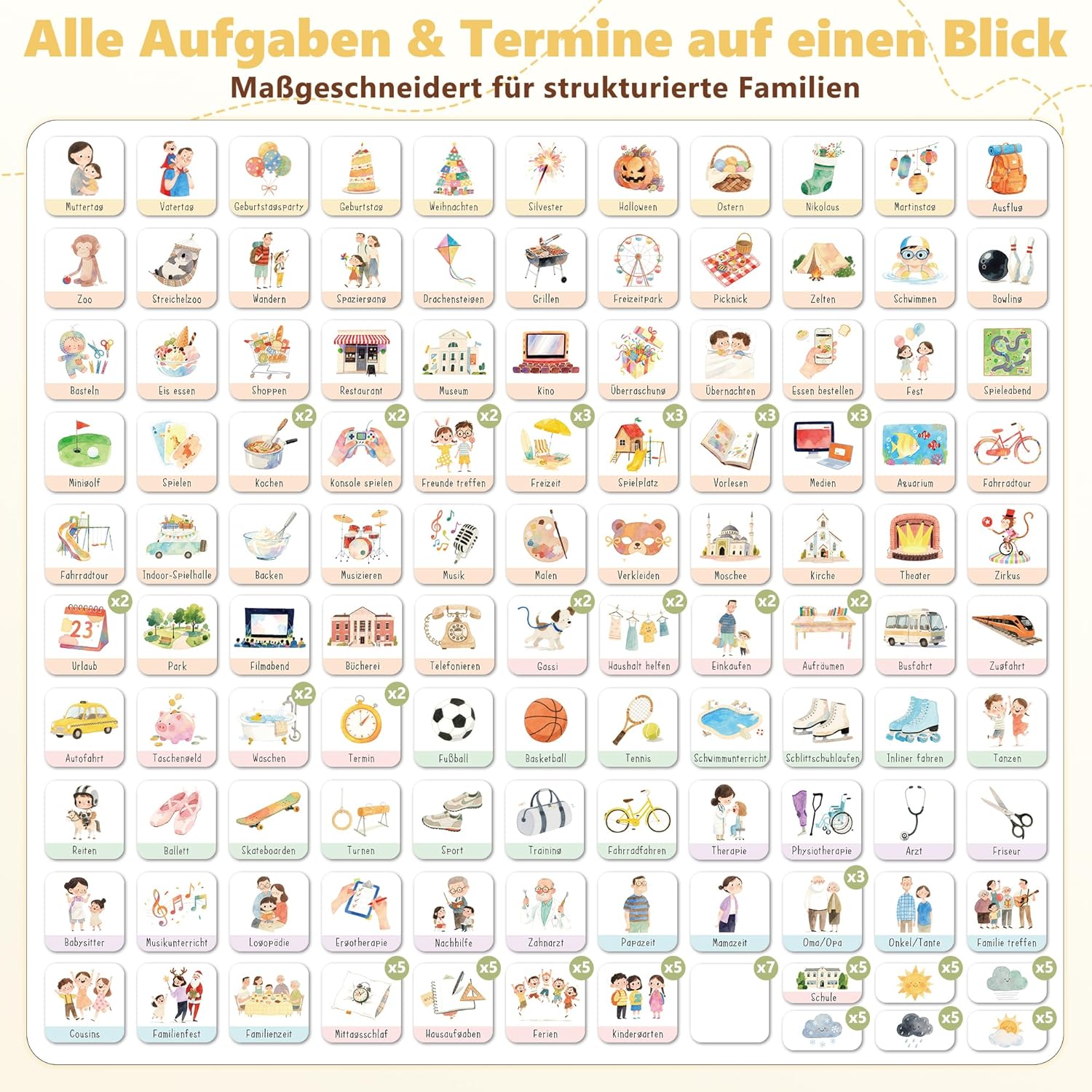 Thumbnail 6 de BIROYAL Wochenplaner für Kinder – Montessori Magnettafel mit 186 Magneten, beschreibbar und abwischbar