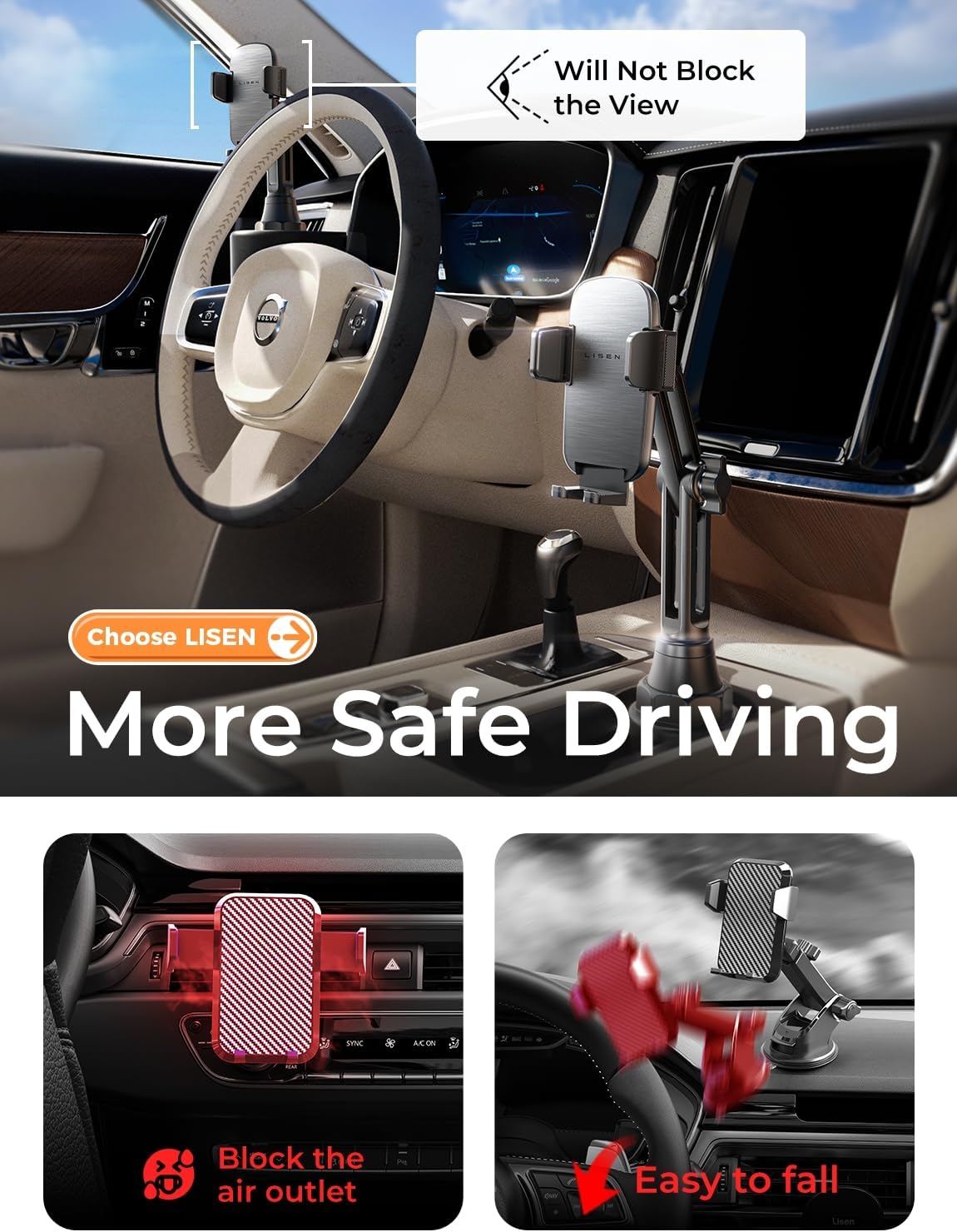 Thumbnail 4 de LISEN Upgraded Cup Holder Phone Mount 360°