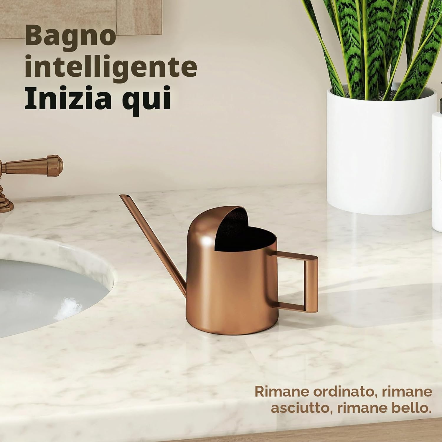 Detalle de Bamworld Annaffiatoio Piccolo in Bronzo per Piante da Interno ed Esterno, 300 ml