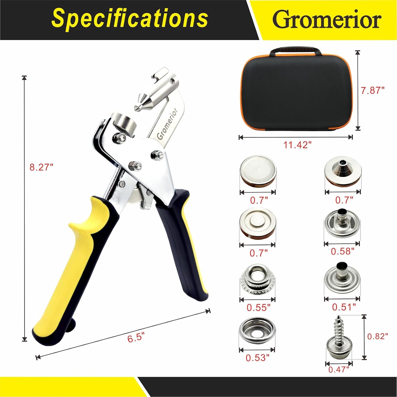 Thumbnail 6 de Gromerior Gro-2A Snap Fastener Kit, 15 mm Stainless Steel Snaps and Hand Pliers