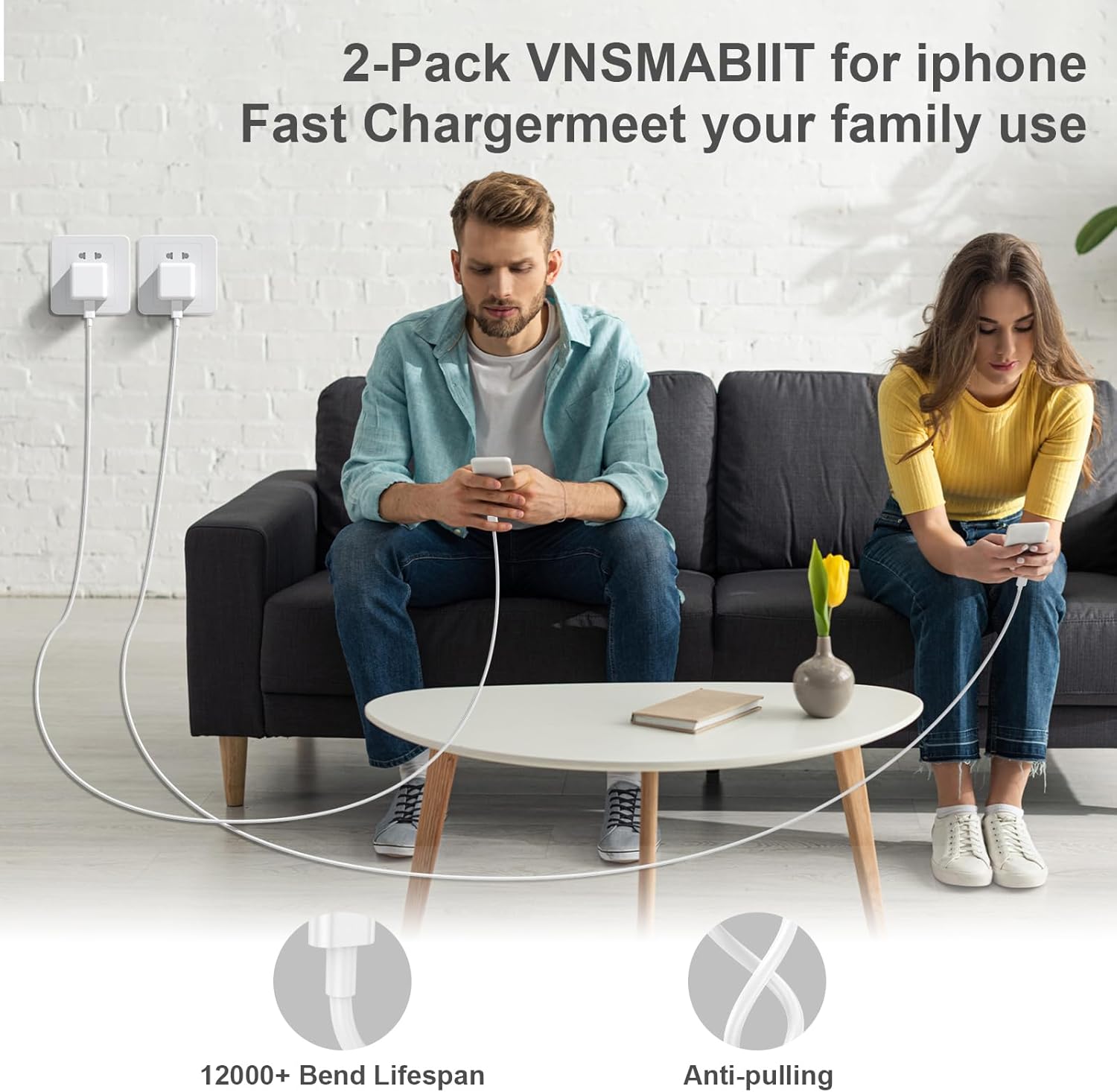 Thumbnail 6 de VNSMABIIT iPhone USB‑C Fast Charger 2‑Pack with 2m USB‑C Cable (white)