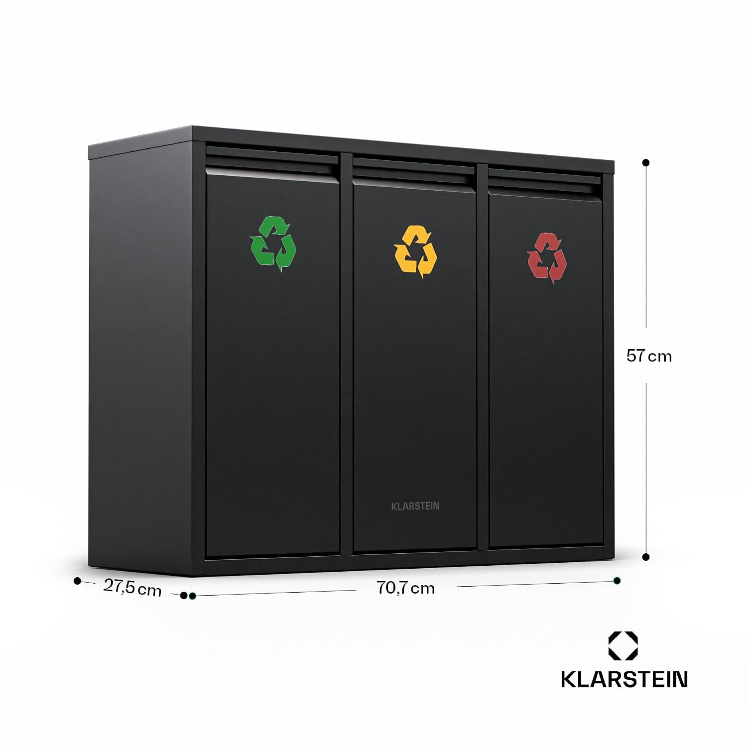 Detalle de Klarstein Ordnungshüter 3 3-in-1 Kitchen Bin, 45L, 3 x 15L Removable Bins, Black