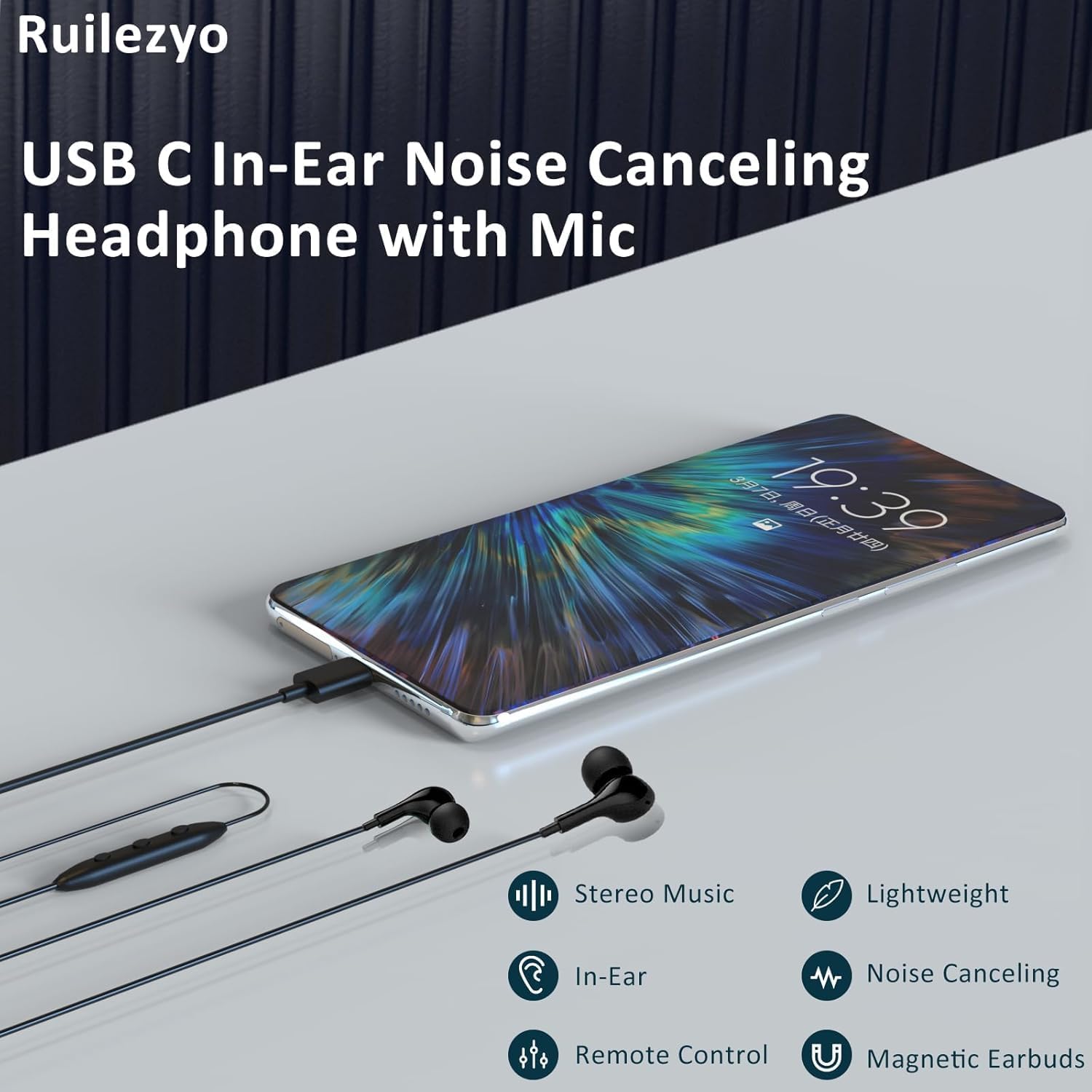 Detalle 2 de Kopfhörer mit USB-C Kabelanschluss – In-Ear Design, integriertes Mikrofon, kompakte Allround-Lösung