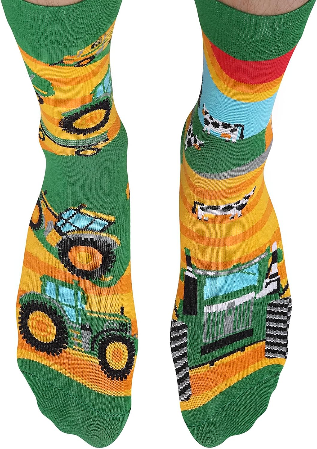 Detalle de TODO Colours Lustige Socken mit Motiv – Mehrfarbige Traktor- und Dorf-Motivsocken
