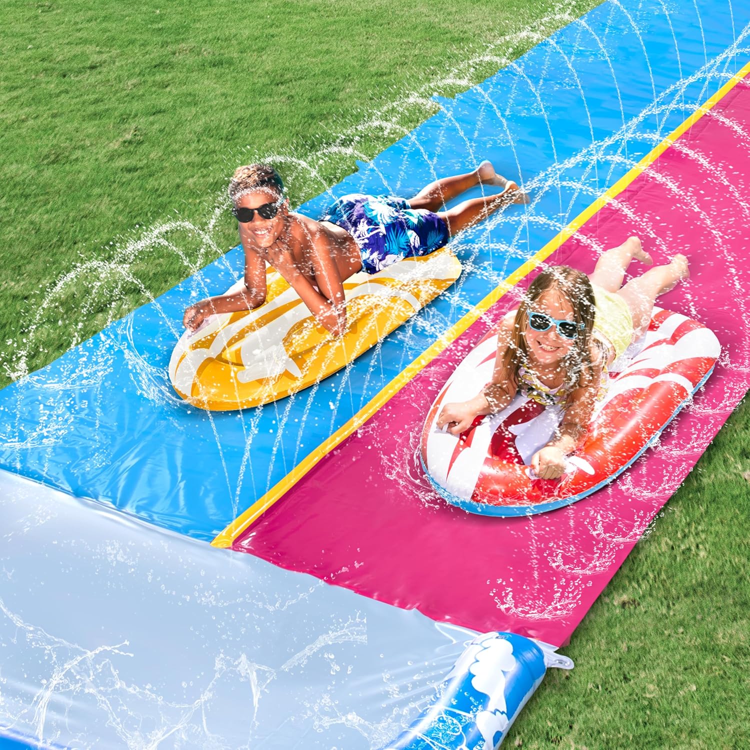 Detalle de JOYIN 2 Pack Inflatable Body Boards for Water Slides – learn-to-swim pool float boards for kids