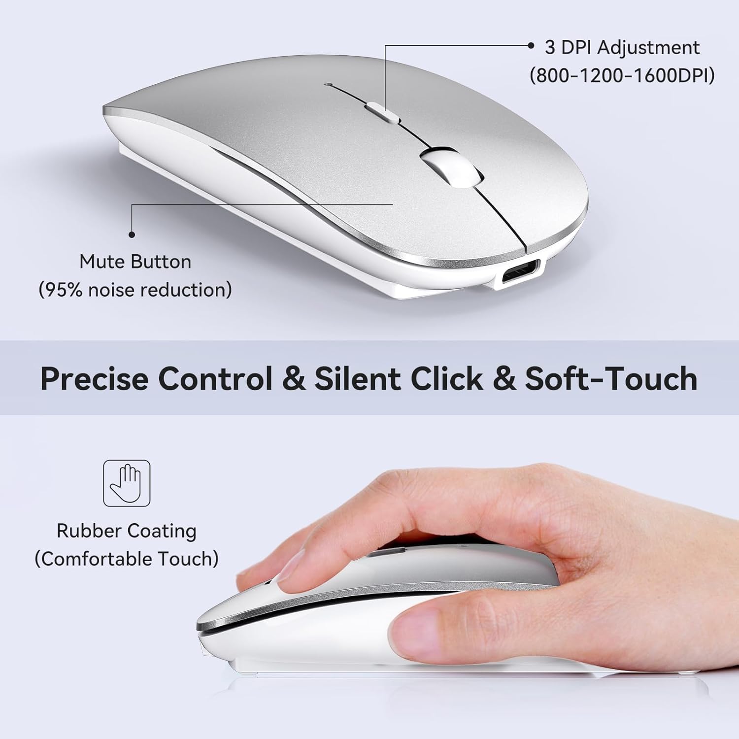 Thumbnail 4 de RaceGT Wireless Mouse USB C & USB A: Rechargeable, Quiet, and Truly Cross-Platform