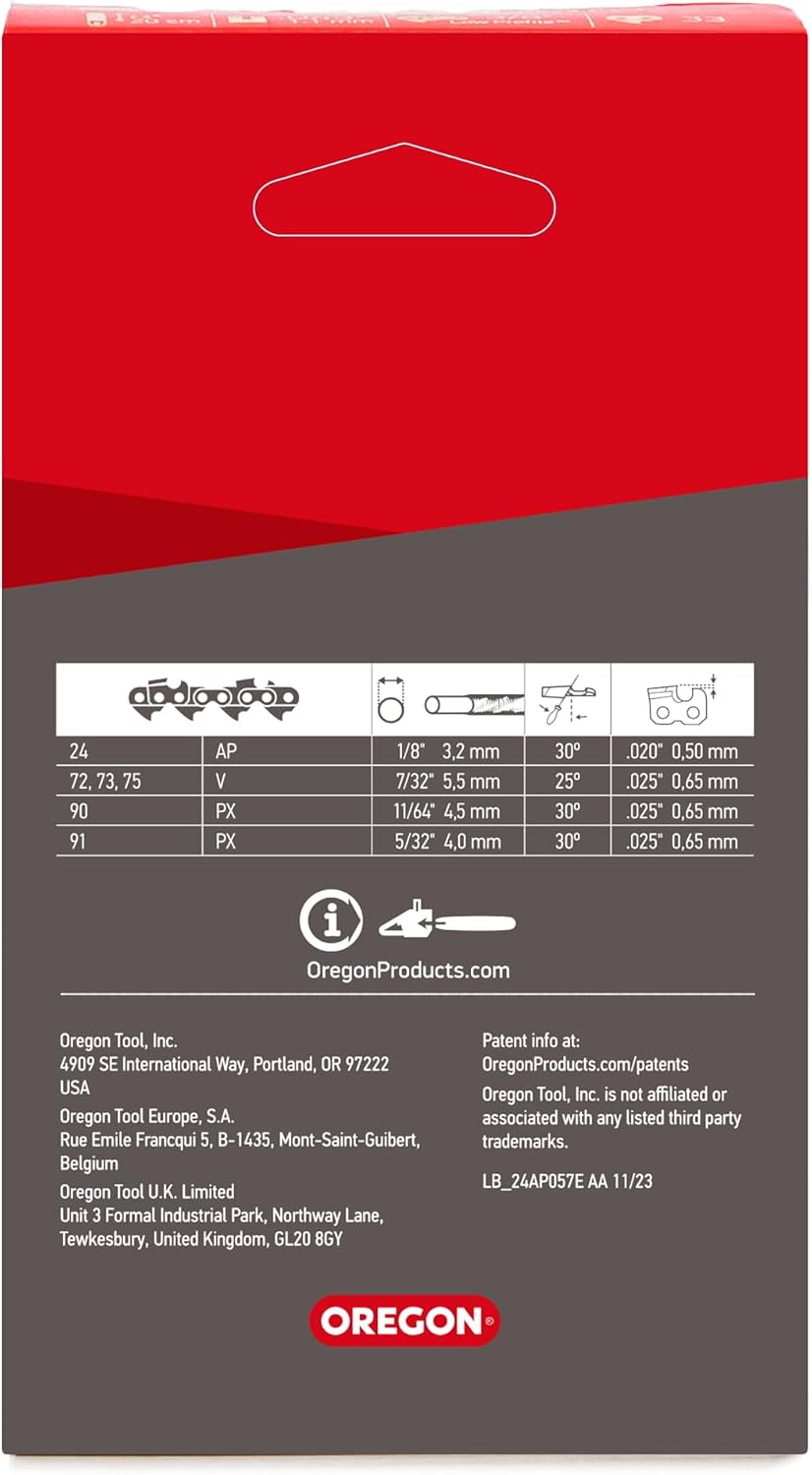 Detalle 2 de Oregon 12‑inch 1/4" 64‑link chainsaw chain