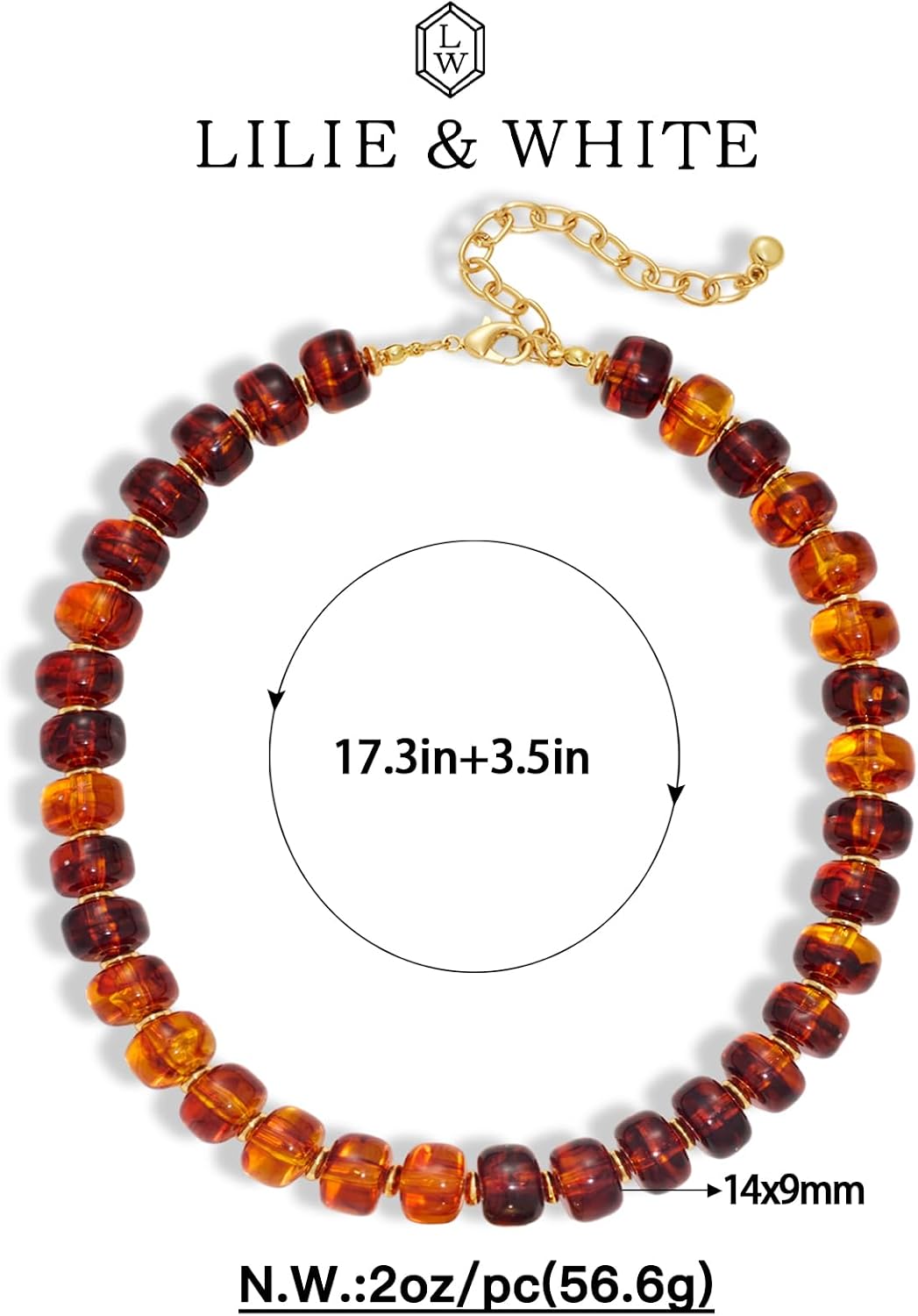 Detalle 2 de LILIE&WHITE Resin Chunky Beaded Necklace for Women