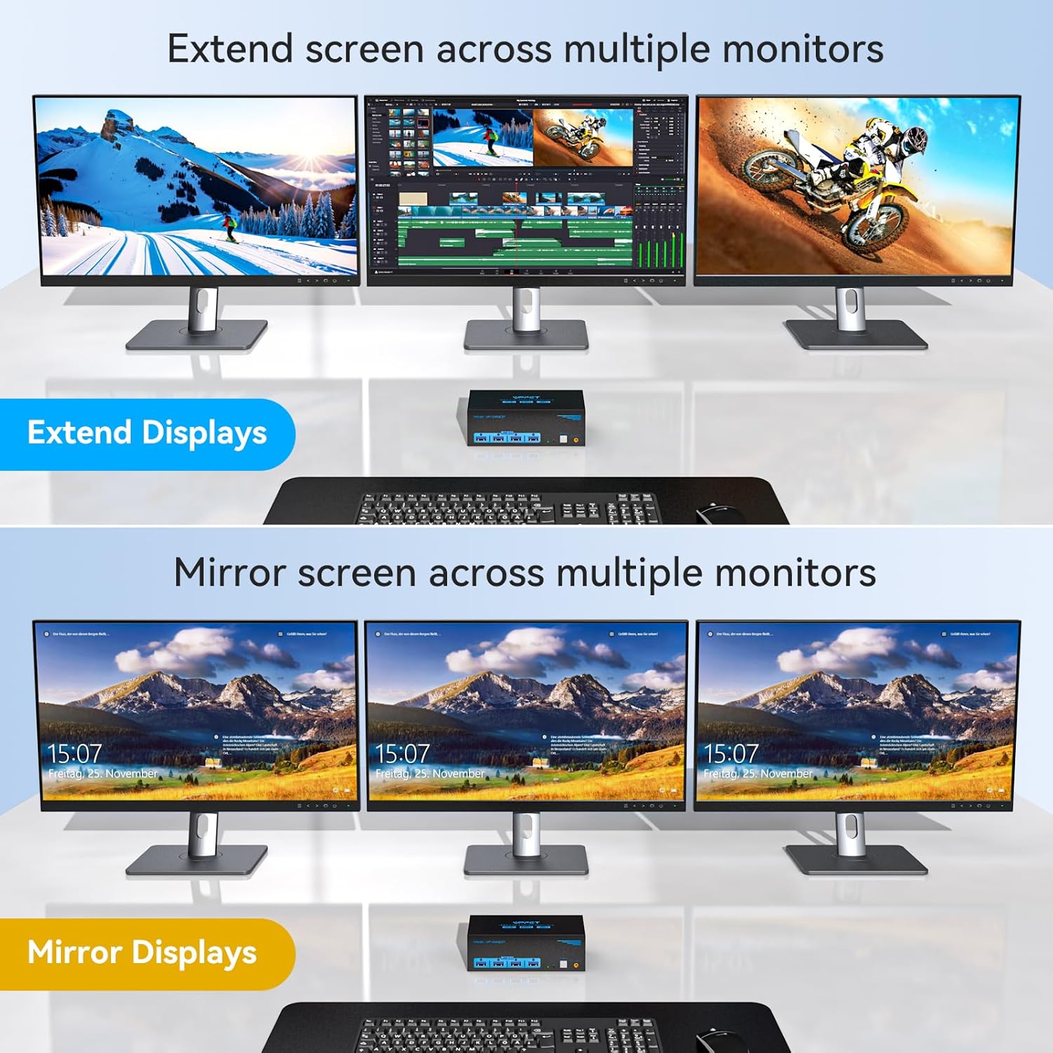 Thumbnail 2 de Switch KVM HDMI 8K60Hz 2PC 3 Monitores USB3.0 🖥