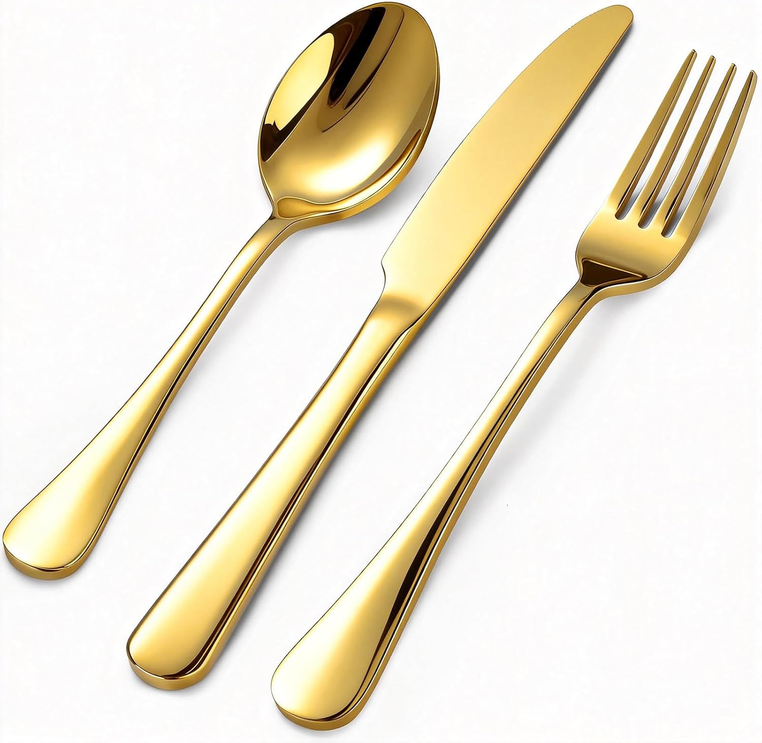Detalle de Gold Stainless Steel Flatware Set for 20