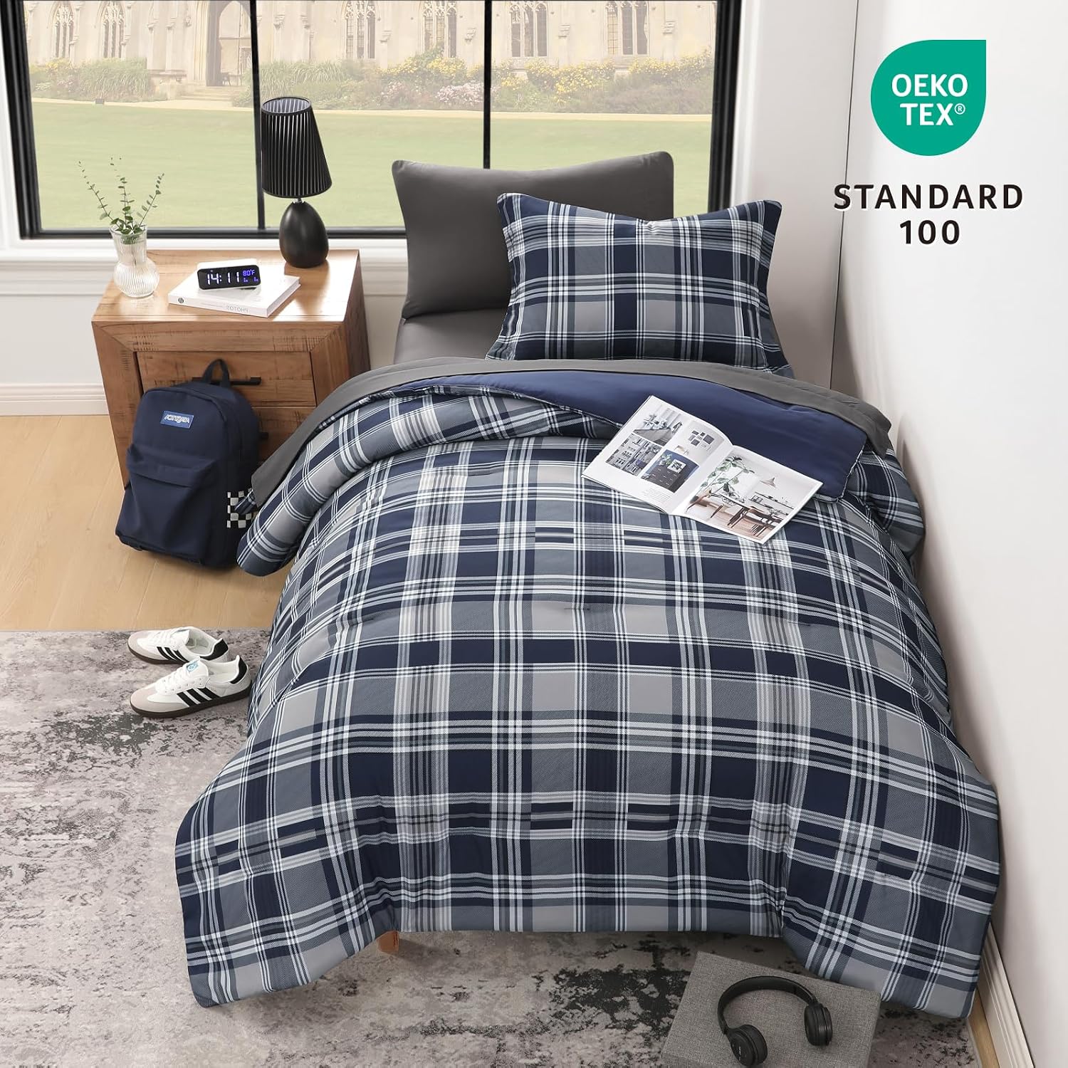 Thumbnail 2 de MaiRêve Navy Blue Twin XL Comforter Set - 5-Piece Dorm Bedding with Fitted Sheet Pocket