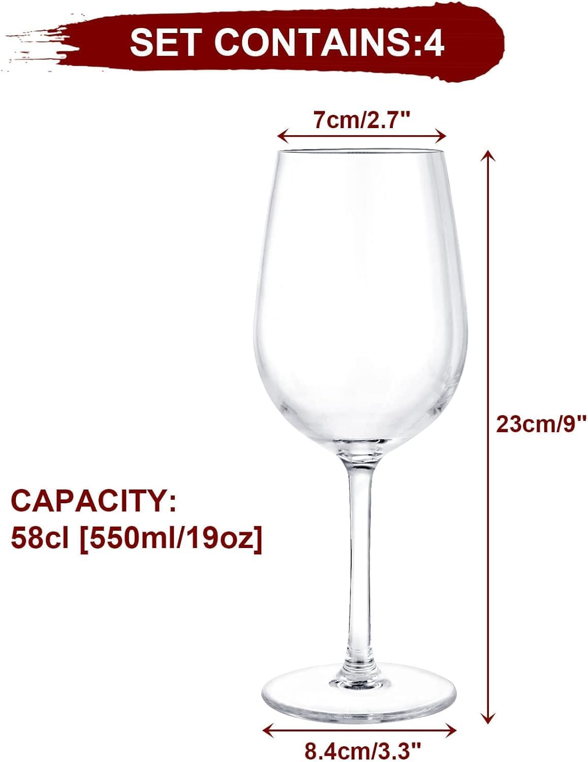 Thumbnail 1 de FWEEK 4er Set Rotweingläser aus Kunststoff (580 ml) – unzerbrechlich, wiederverwendbar