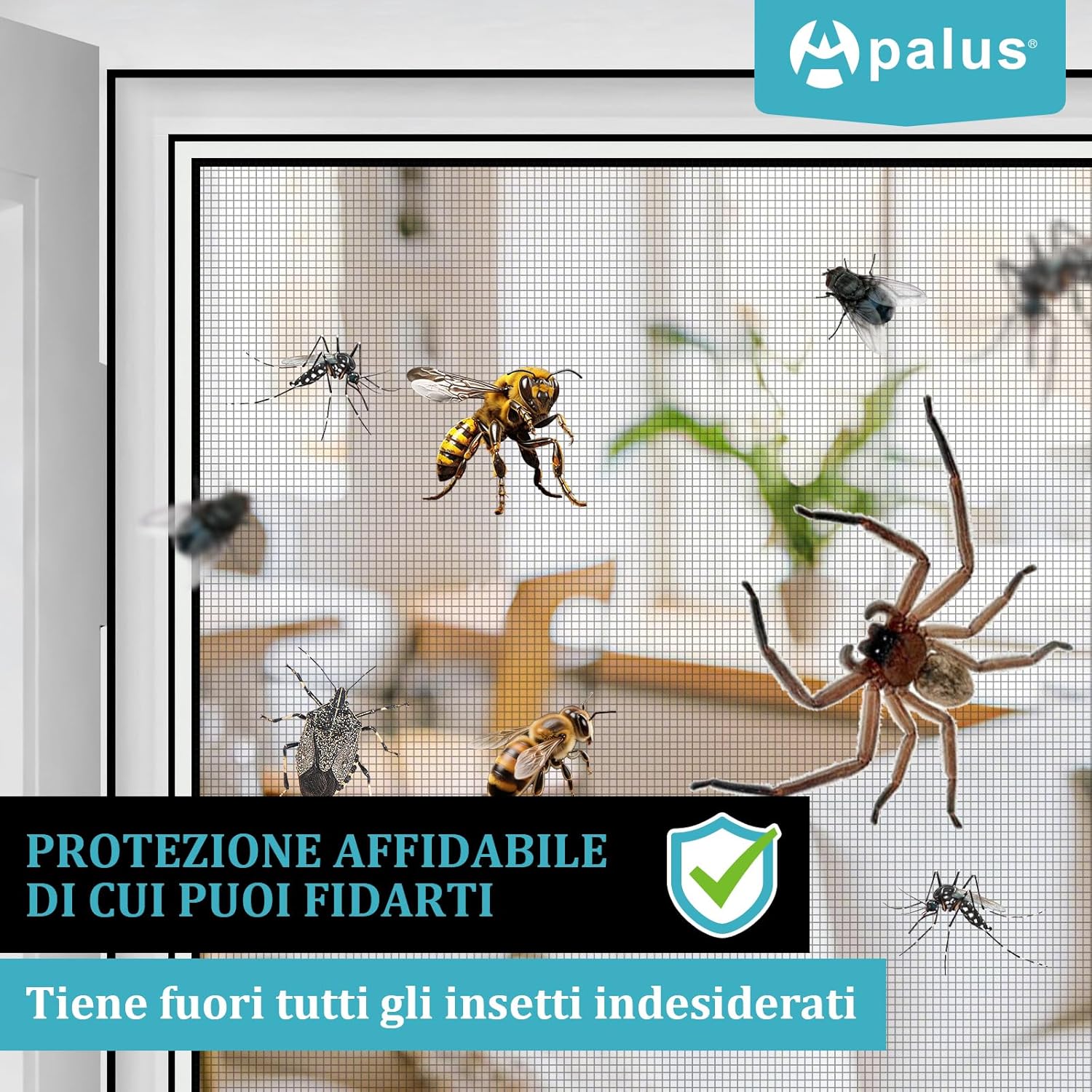 Thumbnail 4 de Apalus Zanzariera Universale Finestra 150 x 180 CM – Rete Zanzariera Fissa Regolabile con Taglierino e Smoother (Nera)
