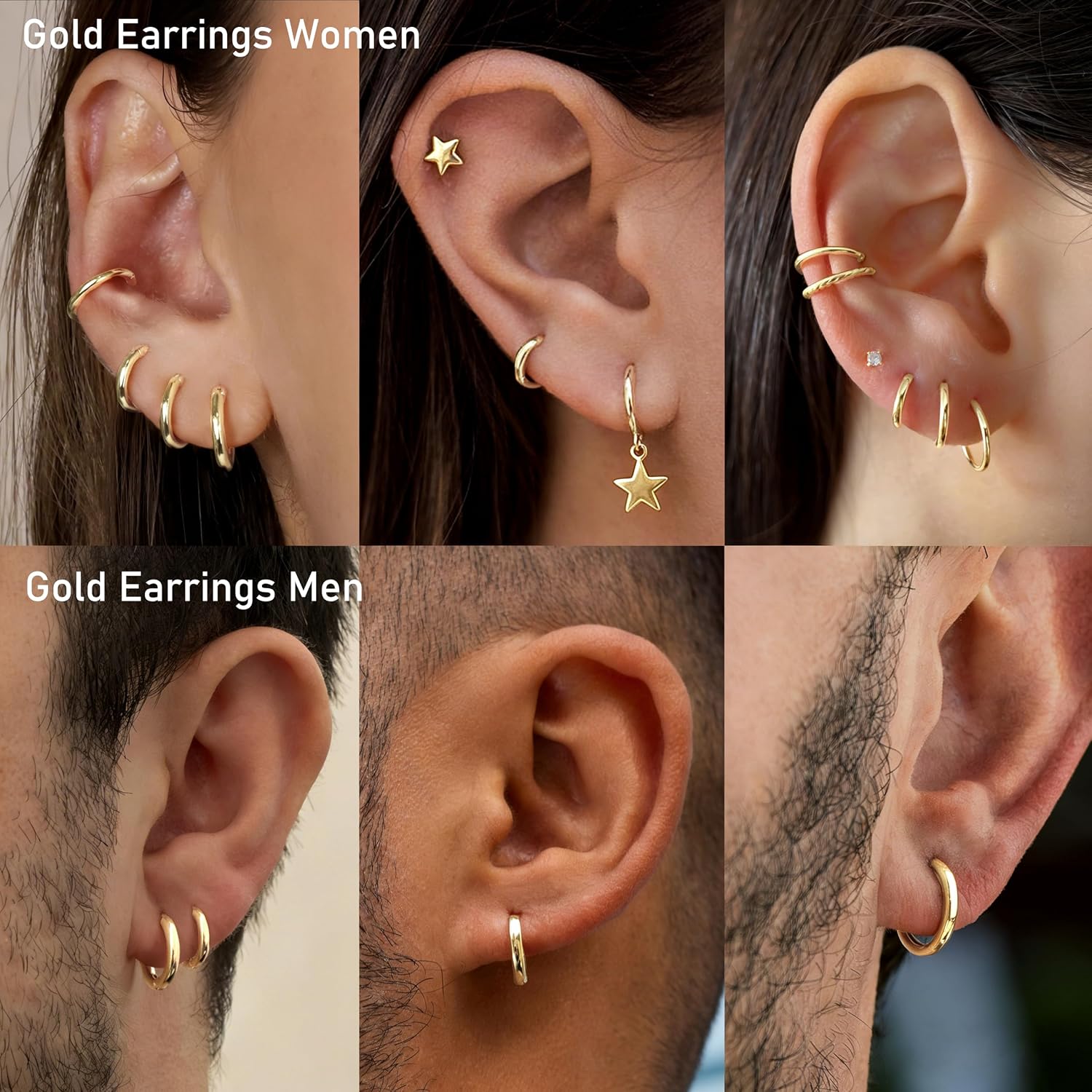 Detalle de Gokeey Huggie Hoop Earrings 316L Stainless Steel